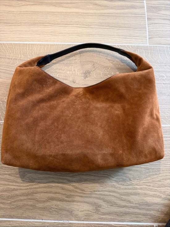 Madewell Handbags - Madewell Chestnut Suede Shoulder Bag with Black Strap